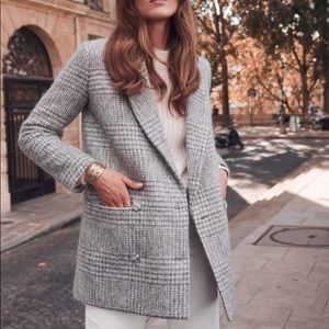 Sezane James Coat Gray Plaid Fr 44 US 10-12 HTF!